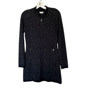 Akini Black and Gray Print Long Sleeve Mock Neck Sweater Dress Size Small